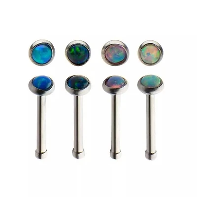 Hueso de nariz 20 g con piedra biselada ópalo 2 mm