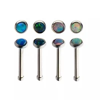 20g Nose Bone With A 2mm Opal Bezeled Stone