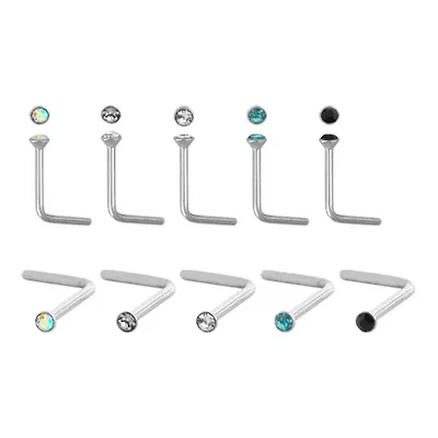 20g Bezel Set 1.5mm Gem L-Shape Stud