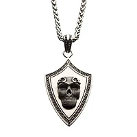 Calavera 3D oxidada negra sobre cadena de trigo de 24"