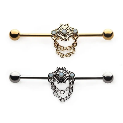 Opalita Sunburst Con Cadenas Industrial Barbell