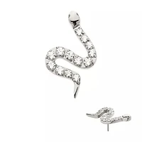 Titanium Threadless Pave Set 13 Clear CZ Snake Top