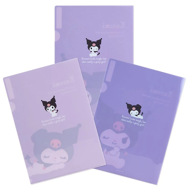 Sanrio Kuromi Expressions 3-pc Clear File Folder Set