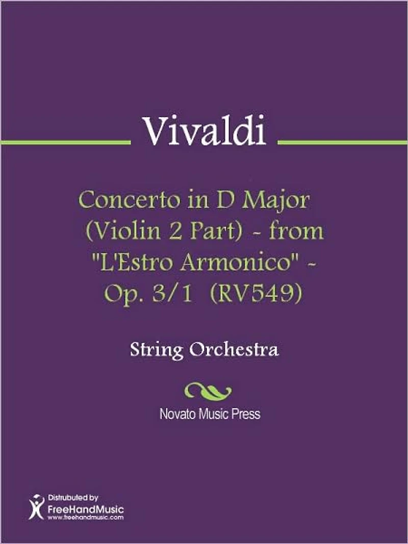 Concerto in D Major (Bass Part) - from "L'Estro Armonico" - Op. 3/1 (RV549)