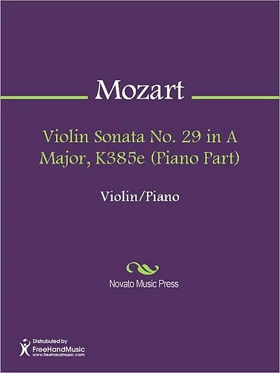 Violin Sonata No. 29 in A Major, K385e (Piano Part)