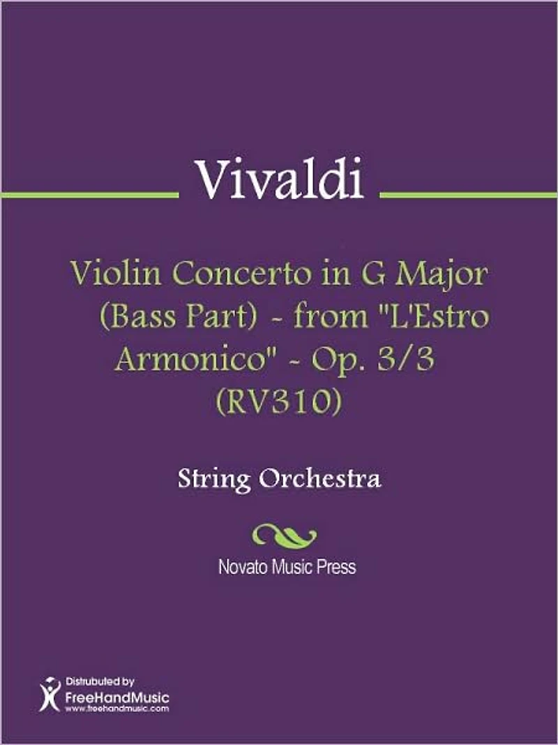Violin Concerto in G Major (Bass Part) - from "L'Estro Armonico" - Op. 3/3 (RV310)