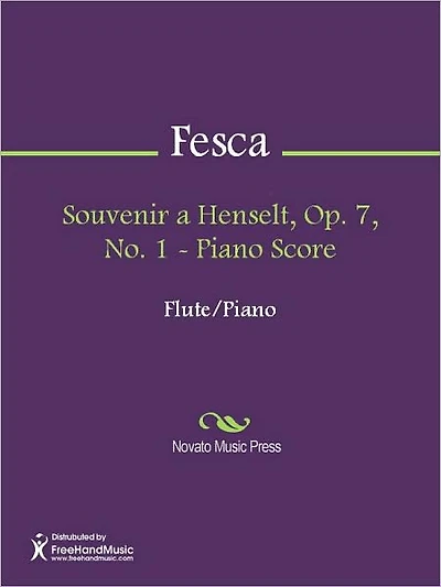 Souvenir a Henselt, Op. 7, No. 1 - Piano Score