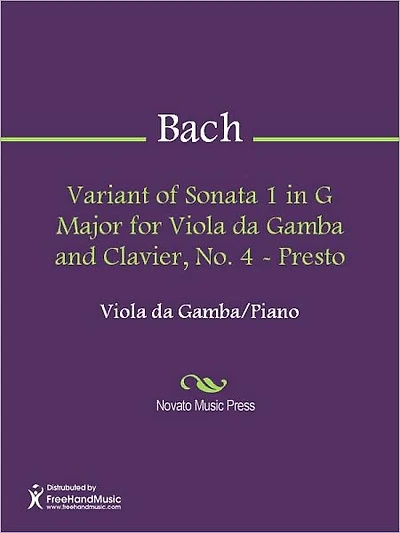 Variant of Sonata 1 in G Major for Viola da Gamba and Clavier, No. 4 - Presto