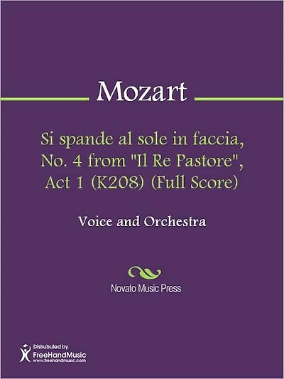 Si spande al sole in faccia, No. 4 from "Il Re Pastore", Act 1 (K208) (Full Score)