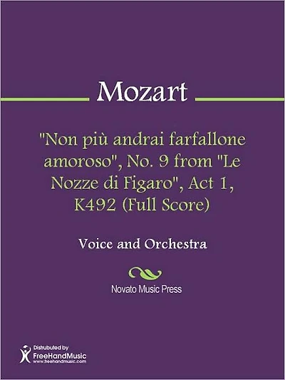"Non piu andrai farfallone amoroso", No. 9 from "Le Nozze di Figaro", Act 1, K492 (Full Score)
