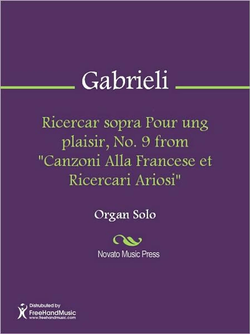 Ricercar sopra Pour ung plaisir, No. 9 from "Canzoni Alla Francese et Ricercari Ariosi"