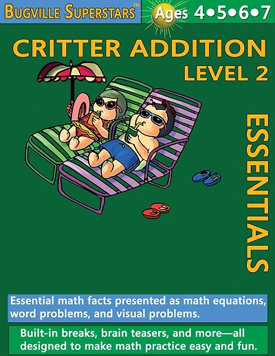 Critter Addition Essentials Level 2: Essential Math Facts for Addition (Learning Books for Kindergarten, Grade 1 and Up)