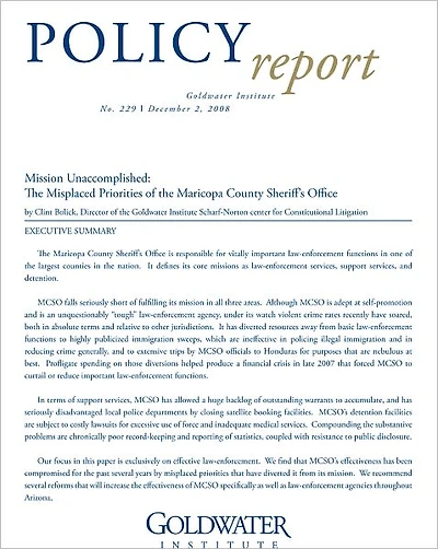Mission Unaccomplished: The Misplaced Priorities of the Maricopa County Sheriff's Office