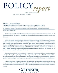 Mission Unaccomplished: The Misplaced Priorities of the Maricopa County Sheriff's Office