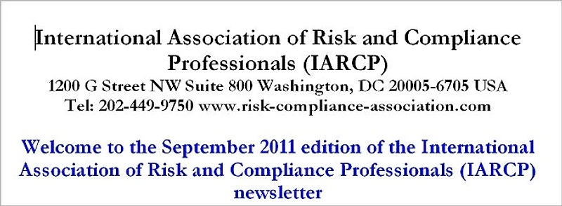 Risk Management News, September 2011 (94 pages, 28846 words)