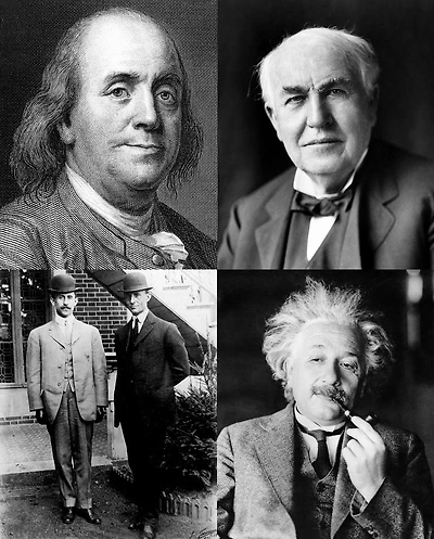Quotes of: Thomas Edison, Albert Einstein, Ben Franklin and the Wright Brothers