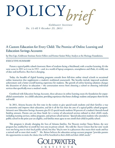 A Custom Education for Every Child: The Promise of Online Learning and Education Savings Accounts