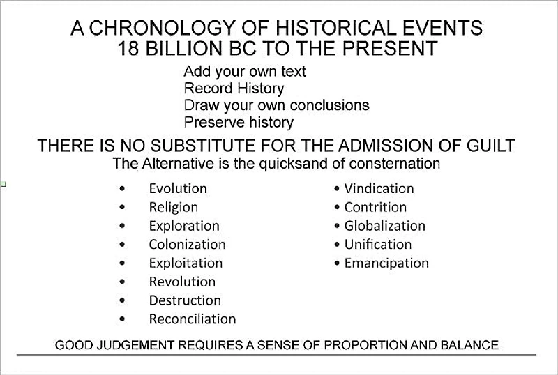 Work Book: A Chronology of Historical Events Eighteen Billion BC to the Present