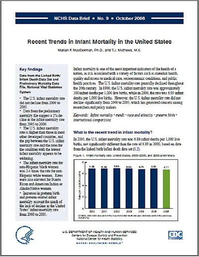 Recent Trends in Infant Mortality in the United States