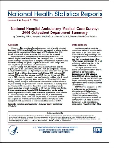National Hospital Ambulatory Medical Care Survey: 2006 Outpatient Department Summary