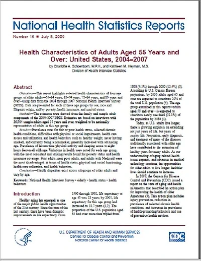 Health Characteristics of Adults Aged 55 Years and Over: United States, 2004–2007