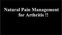 Natural Pain Management for Arthritis