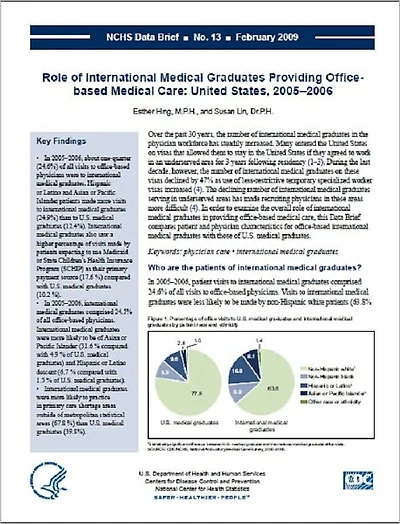 Role of International Medical Graduates Providing Office-based Medical Care: United States, 2005–2006
