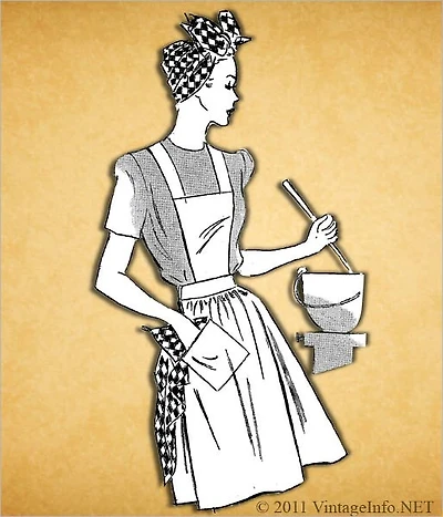 Unbleached Muslin Apron Pattern / Vintage Apron Pattern / 1940's (#APR0108)