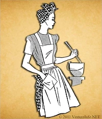 Unbleached Muslin Apron Pattern / Vintage Apron Pattern / 1940's (#APR0108)