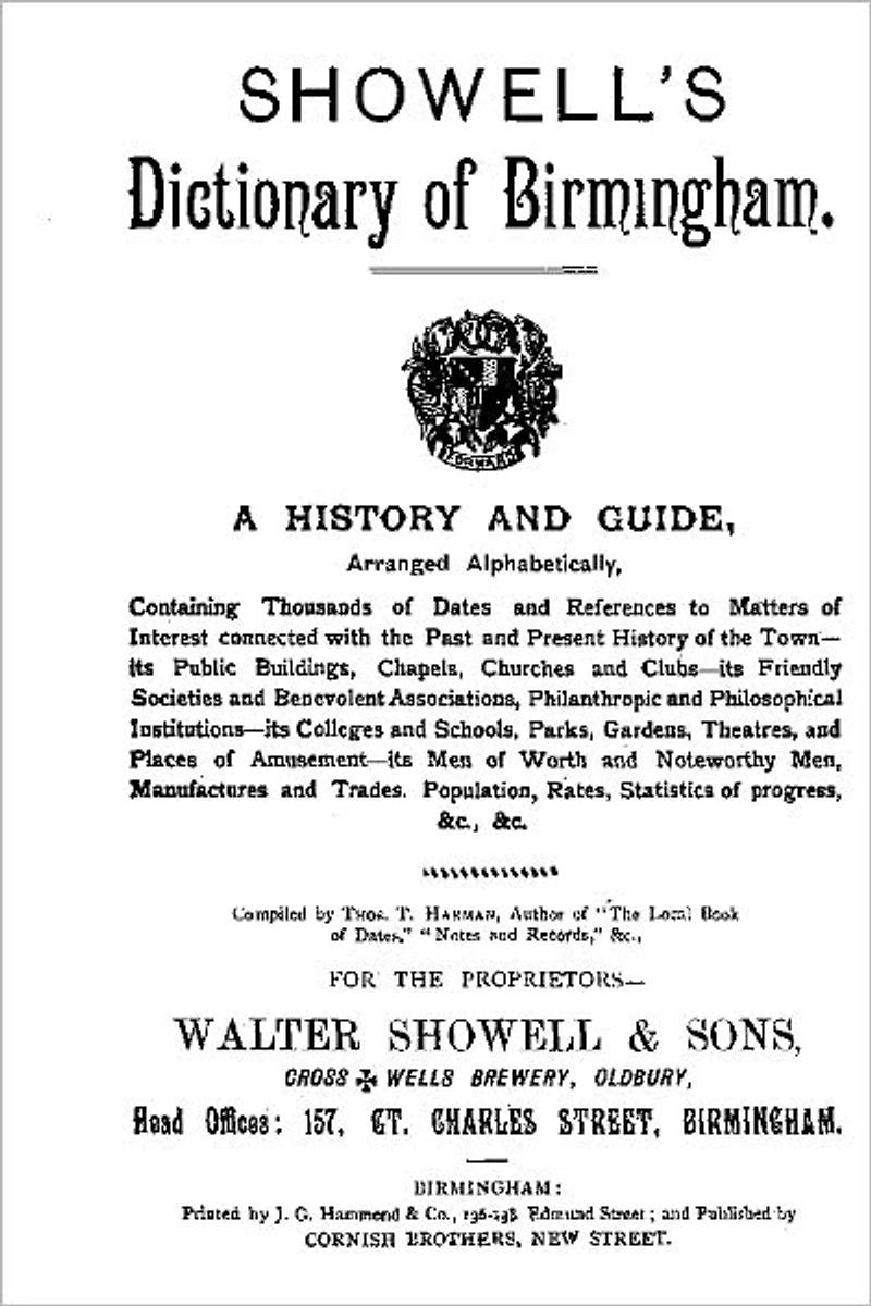 Showell's Dictionary of Birmingham: A History and Guide, Arranged Alphabetically(Illustrated)