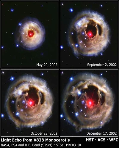 Hubble Watches Light from Mysterious Erupting Star Reverberate Through Space