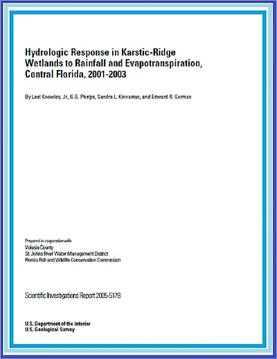 Hydrologic Response in Karstic-Ridge Wetlands to Rainfall and Evapotranspiration, Central Florida, 2001-2003