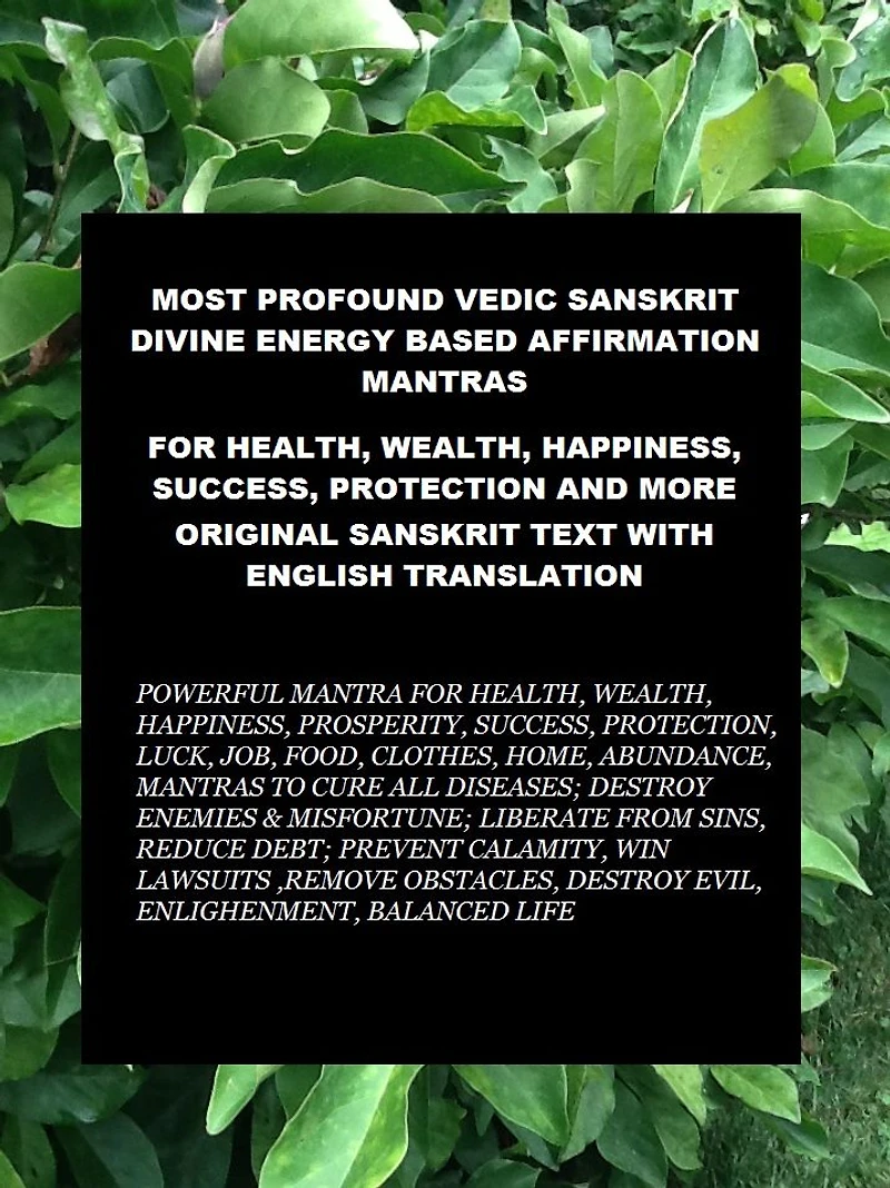 MOST PROFOUND VEDIC SANSKRIT DIVINE ENERGY BASED AFFIRMATION MANTRAS FOR HEALTH, WEALTH, HAPPINESS, SUCCESS, JOB, BALANCED LIFE, PROTECTION & MORE ORIGINAL SANSKRIT TEXT WITH ENGLISH TRANSLATION