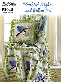 PB018-R Bluebird Afghan & Pillow Set Crochet Pattern