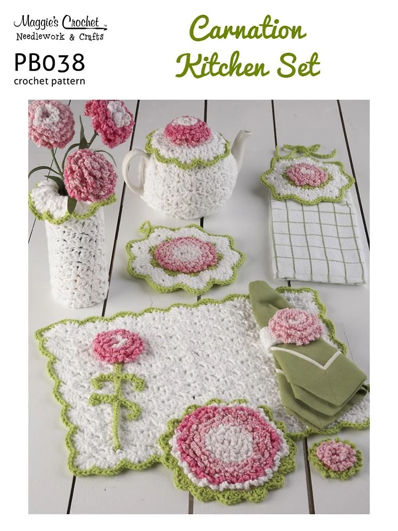 PB038-R Carnation Kitchen Set Crochet Pattern