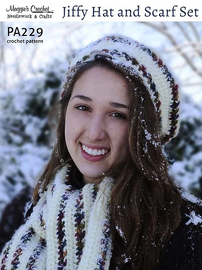 Crochet Pattern Jiffy Hat and Scarf Set PA229-R