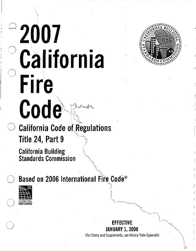 Title 24, Part 9, 2007 California Fire Code (2007)