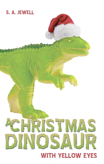A Christmas Dinosaur With Yellow Eyes
