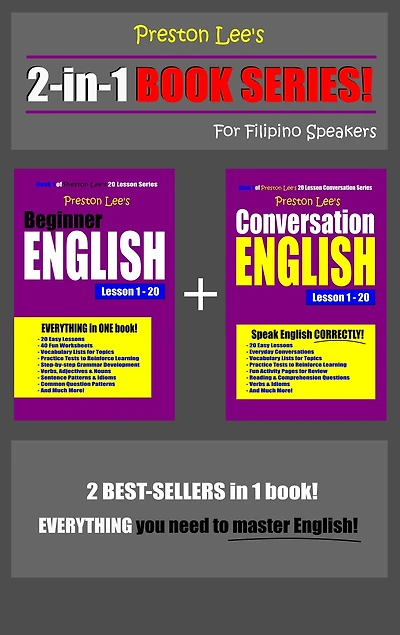 Preston Lee's 2-in-1 Book Series! Beginner English & Conversation English Lesson 1: 20 For Filipino Speakers
