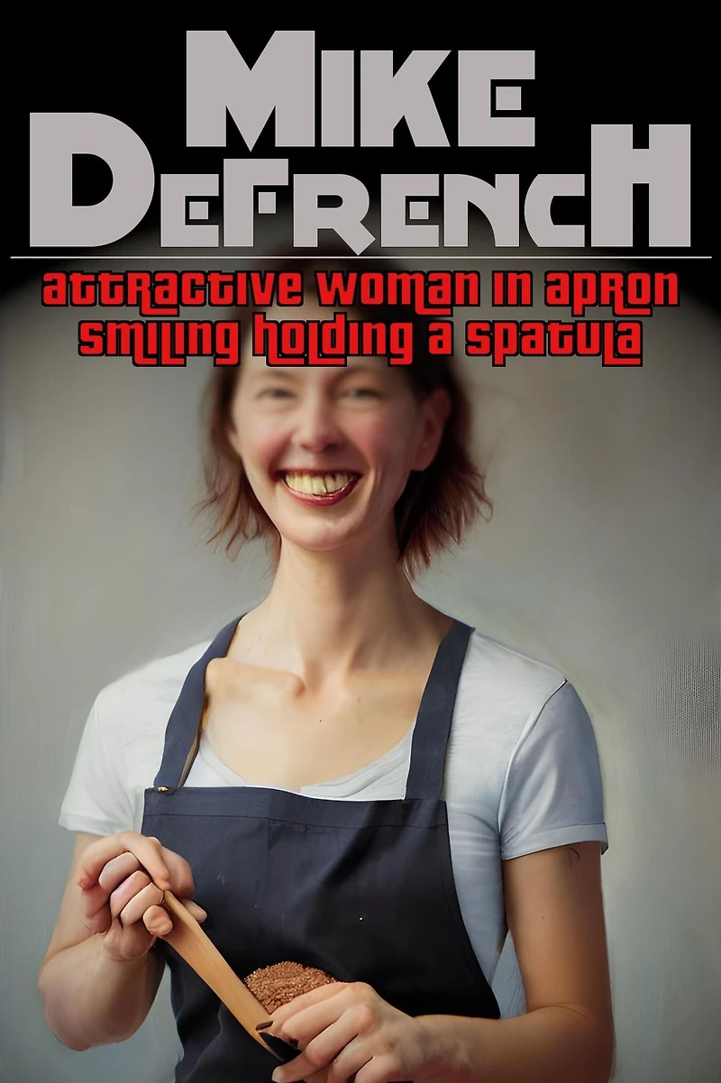 attractive woman apron smiling holding a spatula