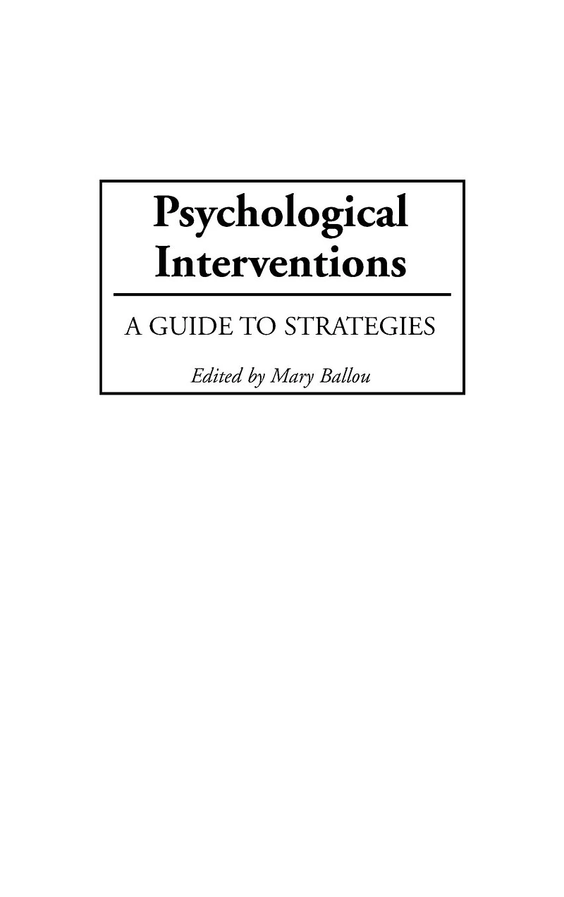 Psychological Interventions: A Guide to Strategies