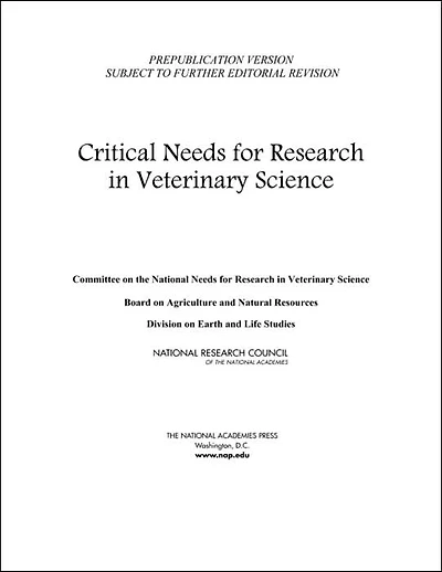Critical Needs for Research in Veterinary Science
