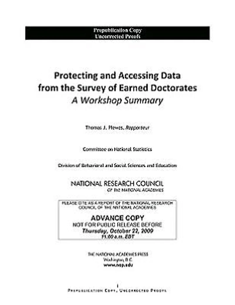 Protecting and Accessing Data from the Survey of Earned Doctorates: A Workshop Summary
