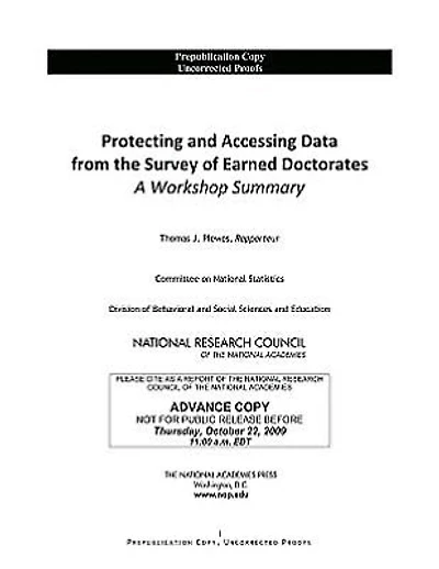 Protecting and Accessing Data from the Survey of Earned Doctorates: A Workshop Summary