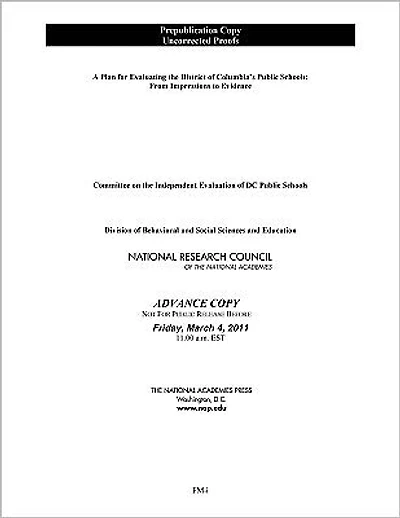 A Plan for Evaluating the District of Columbia's Public Schools: From Impressions to Evidence