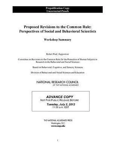 Proposed Revisions to the Common Rule: Perspectives of Social and Behavioral Scientists: Workshop Summary