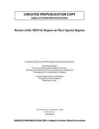 Review of the MEPAG Report on Mars Special Regions