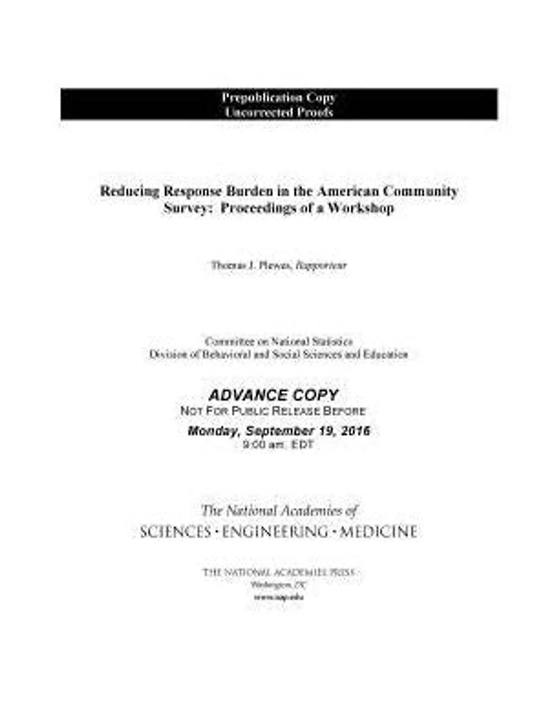 Reducing Response Burden in the American Community Survey: Proceedings of a Workshop
