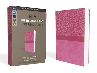 NIV, Super Giant Print Reference Bible (Font Size: 16.5-point), Leathersoft, Pink, Red Letter, Comfort Print