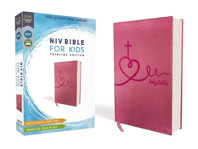 NIV, Bible for Kids, Leathersoft, Pink, Red Letter, Comfort Print: Thinline Edition (Easy-to-Read, Easy-to-Carry)